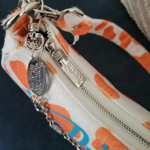 NWT Von Dutch Orange and White Logo Shoulder Bag - Picture 7 of 7